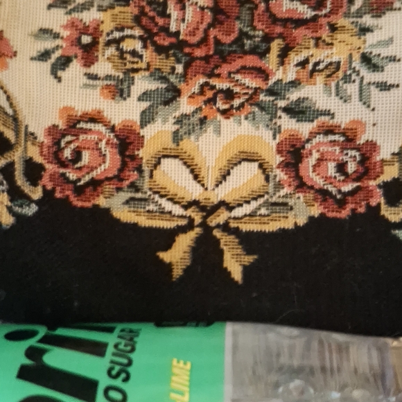 Black Floral Tapestry Evening Bag with Chain - Picture 4 of 4
